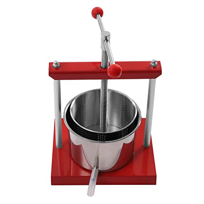 Fruit Wine Press 1.6 Gallon Stainless Steel Manual Juice Maker | 100% Nature Juice Making, Apple Grape Berry Vegetables Crusher, Olive Oil Cider Wine Making Press Machine - color: 0.6 Gallon