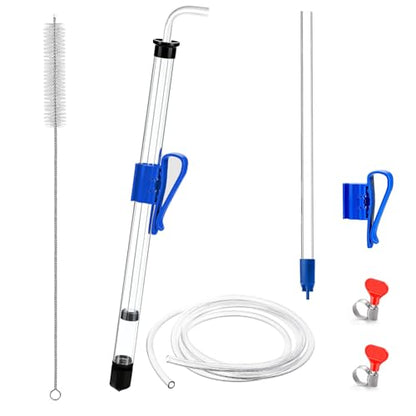 14” Auto Siphon with 12.9” Bottle Wand & 5.5FT Food-Grade Silicone, Beer Wine Siphon Racking Cane fit Liquid Transfer, Effortless Bottling Fermentation Mead HomeBrew Making(Blue Tubing Clamp)