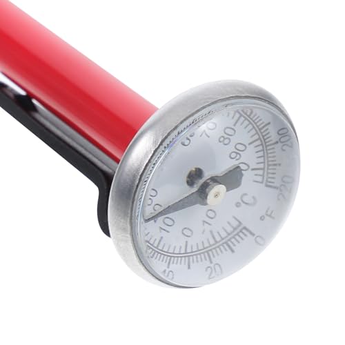 Milk Frothing Thermometer Probe Food Temperature Gauge Stainless Steel Cooking Baking Thermometer for Coffee BBQ Frying with Red Handle