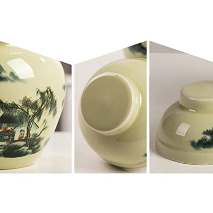 ZHOUXIAO Pickle Jar Traditional Chinese Ceramic Fermentation Crock Jar Pickling Jar with Water Seal Airlock Lid,Large Thickened Ceramic Pickle Jar Kimchi Pot Storage Containe B-0.5KG