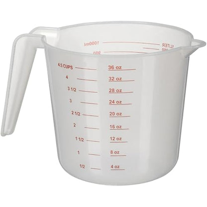 Professional Kitchen Measuring Cup, 4-Cup/32oz Capacity, Clear BPA-Free Plastic, Dual Scale Markings, Microwave Safe with Easy-Pour Spout and Ergonomic Handle for Cooking and Baking