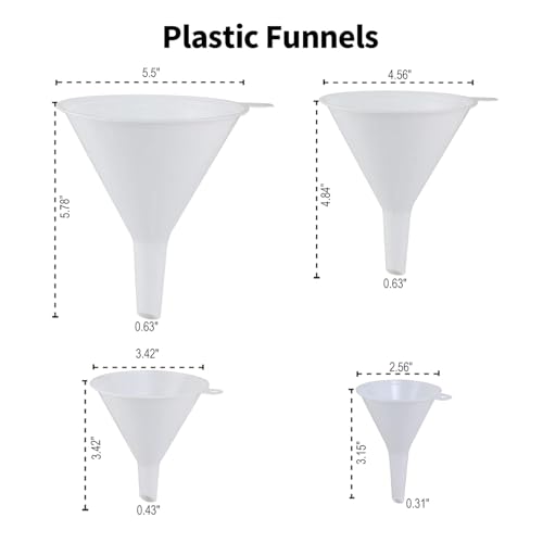 Plastic Funnel Set, Kitchen Funnels for Filling Bottles, Automotive Oil Funnels for Lubricants and Fluids, Leak-Proof Design Fits Cars, Motorcycles & Home Containers