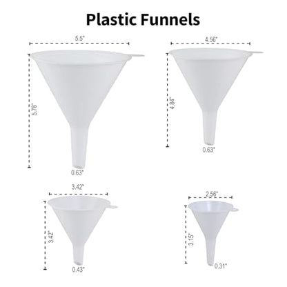 Plastic Funnel Set, Kitchen Funnels for Filling Bottles, Automotive Oil Funnels for Lubricants and Fluids, Leak-Proof Design Fits Cars, Motorcycles & Home Containers