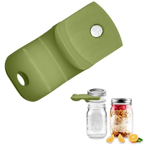 Mason Jar Opener and Canning Tool, Compatible with Mason Jar Lids, Releases Vacuum Seal on Wide Mouth and Regular Mouth, Magnetic Lid Lifter for Canning, Pickling (Military Green) - color: Military Green