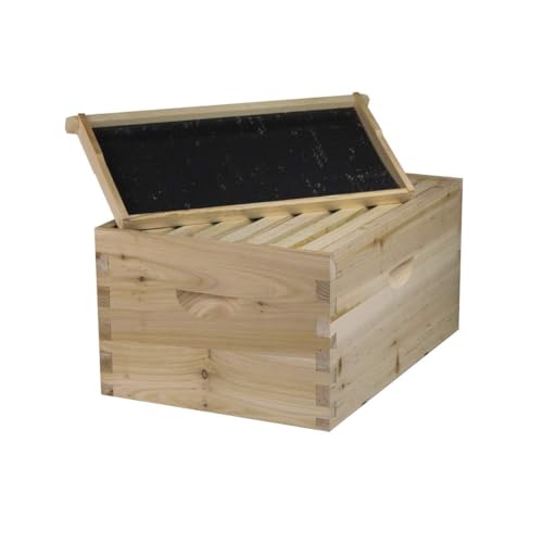 NuBee 8-Frame Beehive Kit – Complete Langstroth Hive with 1 Deep & 1 Medium Box, Wax-Coated Foundations, Telescoping Cover, and Queen Excluder – Beginner-Friendly & Durable Beekeeping Kit