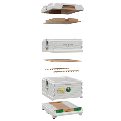 Apimaye Ergo Insulated 10 Frame Hybrid 1 Deep 1 Medium Beehive Set (White Body Green Entrance)