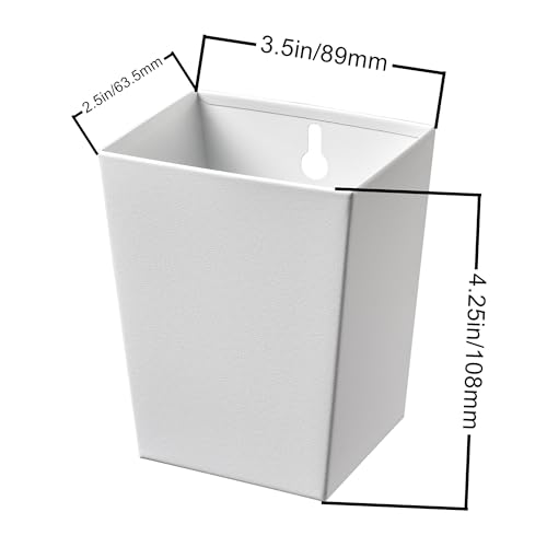 White Bottle Cap Catcher Wall-Mounted 3-1/2" Stainless Steel Cola Beer Top Bucket with Drain Opening Screw in Wood Post Fridge - color: White