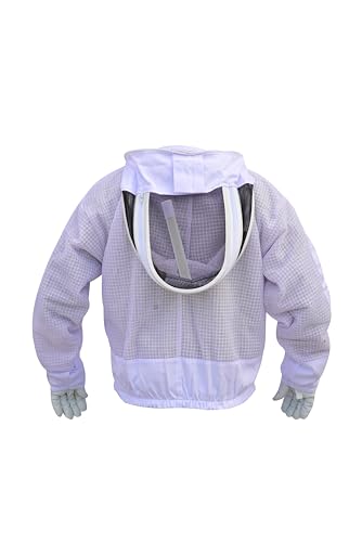 3 Layer Bee Jacket with Fencing Veil and One Pair Gloves Ventilated Sting Proof Beekeeping Jacket for Beekeepers - color: White, size: Large