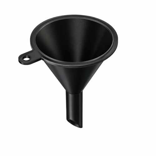 Premium Mini Funnel Small Plastic Funnel 5-Pack for Lab Bottles, Sand Art, Perfumes, Spices, Powder, Essential Oils, Recreational Activities Kitchen Food Grade - Black