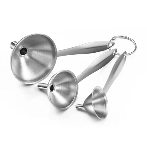 Small Stainless Steel Funnel Set, 3 Pcs Mini Kitchen Funnel for Oil & Liquid Transfer, Food Grade Metal Funnel for Filling Bottles