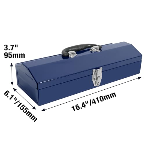BIG RED 16" Hip Roof Style Portable Small Steel Tool Box with Metal Latch Closure, Blue - color: Blue, size: 16 Inch