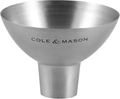 COLE & MASON Stainless Steel Salt and Pepper Funnel - Versatile Small Funnel for Filling Spice Jars and Other Kitchen Essentials - Convenient Funnels for Kitchen Use Filling Bottles - Metal Funnel - style: New Stainless Steel