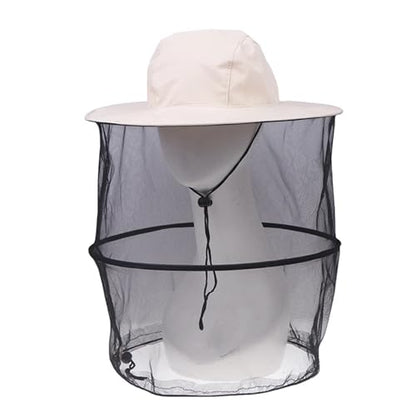 Beekeeping Hat 2pcs Beekeeping Hat with Hidden Net Mesh Repellent Bee Protection Men Women Outdoor Sunscreen Fishing Cap(Beige) - color: Beige