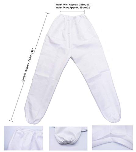 Bee Keeper Outfit, Bee Keeping Gear, Beekeeping Suit Protective with Veil Hood (Jacket, Pants, Gloves) White