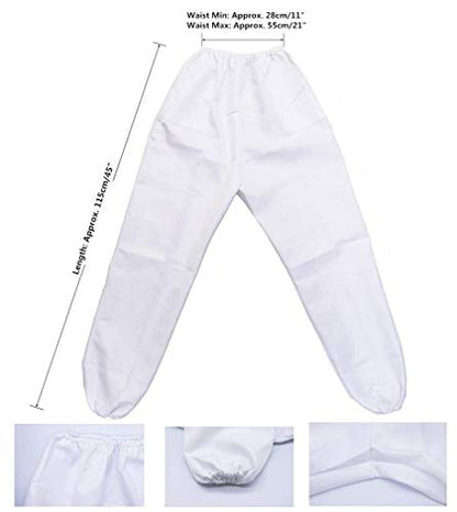 Bee Keeper Outfit, Bee Keeping Gear, Beekeeping Suit Protective with Veil Hood (Jacket, Pants, Gloves) White