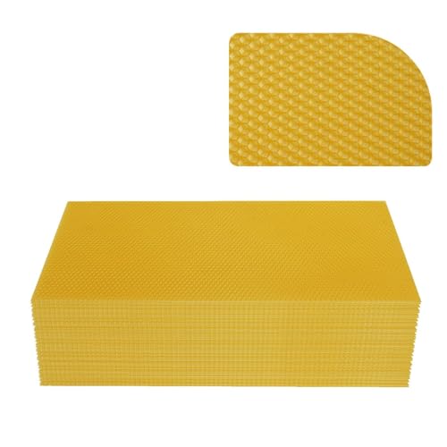 Bee Hive Foundation Sheets 30 Pack, Natural Beeswax Foundation for Deep Frames, Easy Insert for Beekeeping Supplies & Honeycomb Hive Building