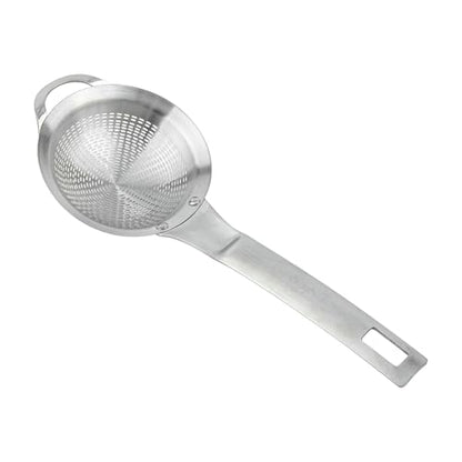 Restaurantware Fine Mesh Strainer - 1 Count - Met Lux 8.27" x 3.15" Stainless Steel Fine Mesh Sieve, Adjustable Tilt Strainer, Hanging Hole, Easy to Clean - Sieve For Flour and Juice - size: 8.25" x 3.25"