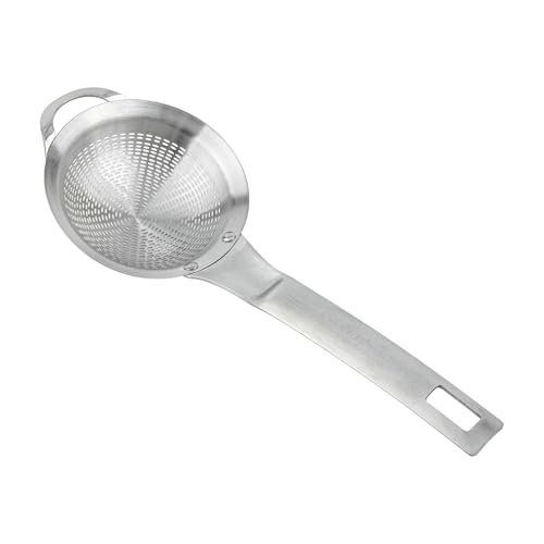 Restaurantware Fine Mesh Strainer - 1 Count - Met Lux 8.27" x 3.15" Stainless Steel Fine Mesh Sieve, Adjustable Tilt Strainer, Hanging Hole, Easy to Clean - Sieve For Flour and Juice - size: 8.25" x 3.25"