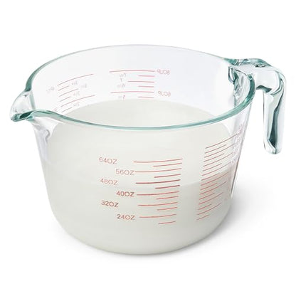Amazon Basics Large Size Glass Measuring Cup, 8 Cup, Easy-to-Read Markings, Dishwasher/Microwave/Freezer/Oven Safe (Previously AmazonCommercial)