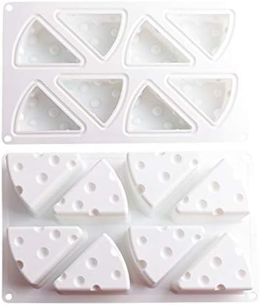 3D Cheese Shape Silicone Mold, 8 Cavities 11.9″ x 7.1″ x 1.7″ Food Grade Silicone Baking Mold for Cheese Cake Mousse Cake Brownies Chocolate French Dessert Ice Cream Soap
