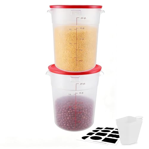 2 Pack Square Food Storage Container With Lid,12-22 Quart Commercial Storage Box With Scale & Handle,Cake Making,Dough Marinating Meat,Kitchen Supplies (polypropylene, Round 21 Quart) - color: polypropylene, size: Round-21 Quart