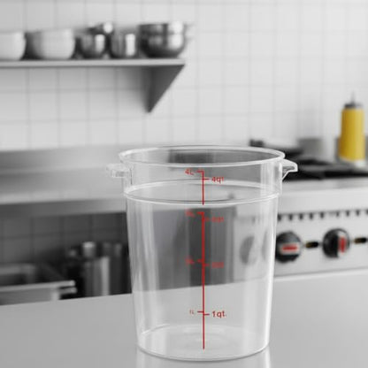 TrueCraftware- 4 Quart Clear Round Food Storage Container Polycarbonate- Commercial Reusable Food Container Canister with Measurement Markings for Meal Prep Pantry Kitchen - size: 4 Quart