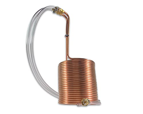 Coldbreak Homebrew 9-12 Gallon Batch Copper Immersion Wort Chiller, X-Large, 3/8" x 60' Pure Copper, Leak Free Compression Barbs, Vinyl Tubing and Garden Hose Fitting Included, USA Made