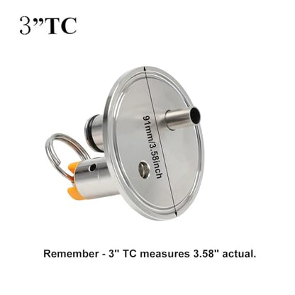 Tri Clamp 3"/4" End Cap With Gas Ball Lock Post and PRV 17 PSI Dry Hopper Accessories Homebrew Conical Fermenter Accessories(3"TC) - size: 3"TC