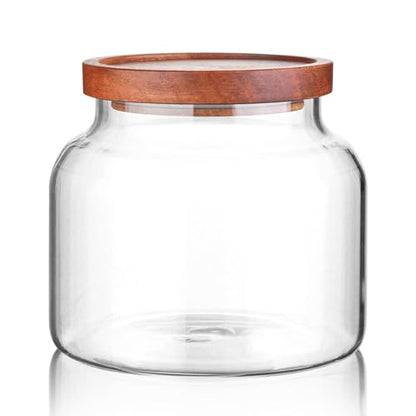 Labina Glass Storage Container Airtight Food Jars Kitchen Canister with Wood Lids, 47 Oz Wide Mouth Pantry Organization Glass Jar for Flour, Sugar, Cookie, Spagetti, Nuts and Candy - size: B1: 47 Oz 1 pcs