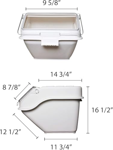 TrueCraftware- 10 Gallon Shelf Ingredient Bin (150 Cups) White Storage Container with Clear Flip Top Lid &Measuring Scoop-Stackable Plastic Food Pantry Organizer for Flour Sugar - size: 10 Gallon