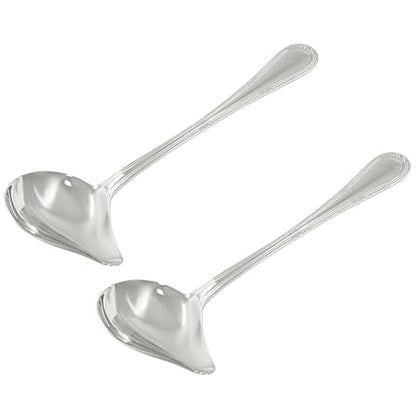 2 Pcs Stainless Steel Sauce Ladle with Pouring Spout Silver | Long Handle, Gravy Ladle, Sauce Drizzle Spoon - size: Silver