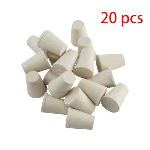 White Tapered Shaped Solid Rubber Stopper, Size 000#" 0.5x0.3x0.7inch / 13x8x17mm, 20 per Package - size: 000#,20pcs