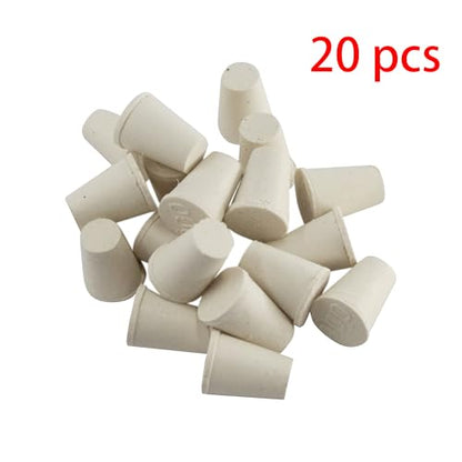White Tapered Shaped Solid Rubber Stopper, Size 000#" 0.5x0.3x0.7inch / 13x8x17mm, 20 per Package - size: 000#,20pcs