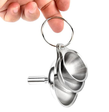 Stainless Steel Funnel, 3 Pcs 3 Different Size Funnels with 2 Cleaning Brush for Filling Bottles Flask in Kitchen (1)