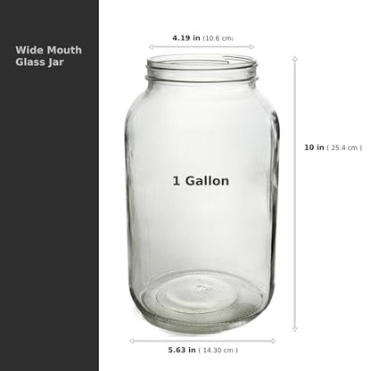 North Mountain Supply 1 Gallon Glass Jar Wide Mouth with Grommeted Black Plastic Lid, and 2-Piece Airlock - USDA, BPA-Free, Made in the USA - for Fermenting, Kombucha, and Much More!
