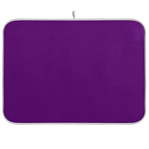 Dish Drying Mat for Kitchen Counter 18 x 24 Inch Absorbent Microfiber Dry Dishes Mats Drainer Mat Deep Purple Dish Drying Pad for Countertops Decor - color: Deep Purple, size: 18" x 24"