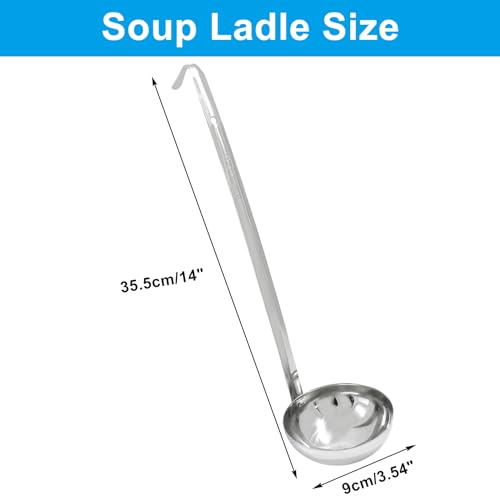Piutouyar 3 Pcs 6 oz Soup Ladle Set, Stainless Steel Ladle with Long Hooked Handles Kitchen Cooking Serving Ladle Accessories for Cooking Soup Sauce Stews - size: 6 oz