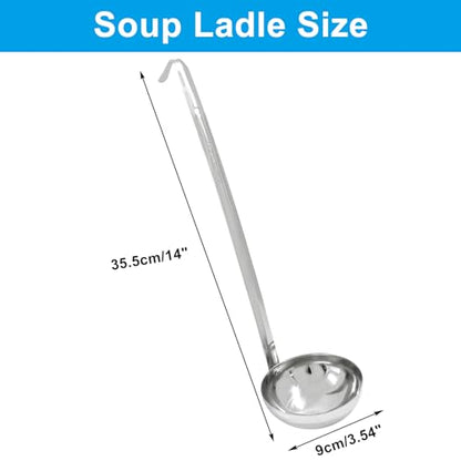 Piutouyar 3 Pcs 6 oz Soup Ladle Set, Stainless Steel Ladle with Long Hooked Handles Kitchen Cooking Serving Ladle Accessories for Cooking Soup Sauce Stews - size: 6 oz