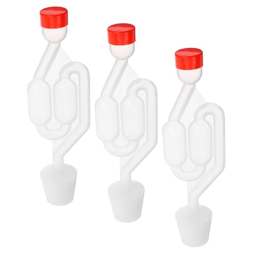 POPETPOP 3pcs S-shaped Fermentation Airlocks with 6# Drilled Stoppers for Homebrew Wine and Beer Making, One-way Bubble Valve Set for Brewing, Pickling, and Fermenting