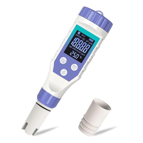 Hydrogen Water Tester, 7-in-1 H2 TMEP EC TDS Salt pH ORP Meter for Hydrogen Water Bottle, TDS Meter Digital Water Tester for Drinking Water, Filtered Water, pH Tester for Juice, Coffee