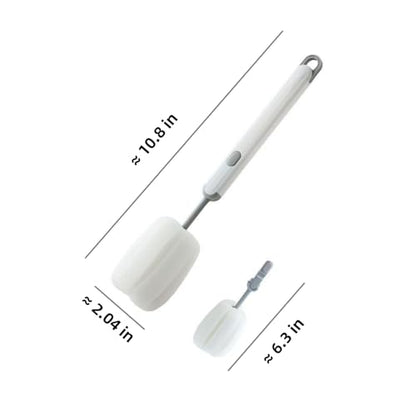 Bottle Brush Long Handle Cup Cleaner Brush Sponge Bottle Scrubber Detachable Handle Portable Sponge Cleaning Brush for Cups Wine Glasses Water Bottles Baby Bottles and Vacuum Flasks (White) - color: White