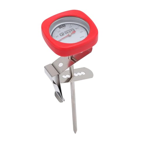 Instant Read Pocket Milk Frothing Thermometer with Clip, 304 Stainless Steel, Square Shape, Black, for Chocolate and Coffee Drinks (Red) - color: Red