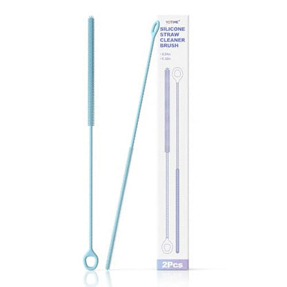 YOTIME Straw Cleaner Brush Extra Long 12.6 inch, 2Pcs Reusable Silicone Straw Brush for Sippy Cup, Water Bottle and Tubes, 6mm+9mm, Blue - color: Blue