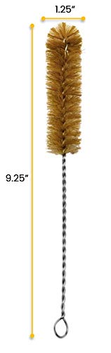 EISCO Bristle Cleaning Brush with Fan-Shaped End, 9.25" - Twisted Stainless Steel Wire Handle - Ideal for 1" - 1.2" Diameter Tubes, Bottles, Flasks, Cylinders, Jars, Vases, Cups