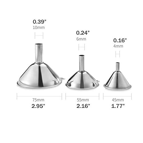 Norpro 3-Piece Stainless Steel Funnel Set, Large, Medium, and Small Mouth (2-Sets Total) - size: Pack of 2