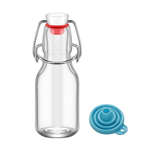 1Pc (4oz Round) clear Swing Top Brewing Bottles with Leak Proof Easy Caps, Glass Beer Bottle Flip Top Bottles For Kombucha, Kefir, Vanilla Extract, Beer (4oz Round) - size: 4 Ounces