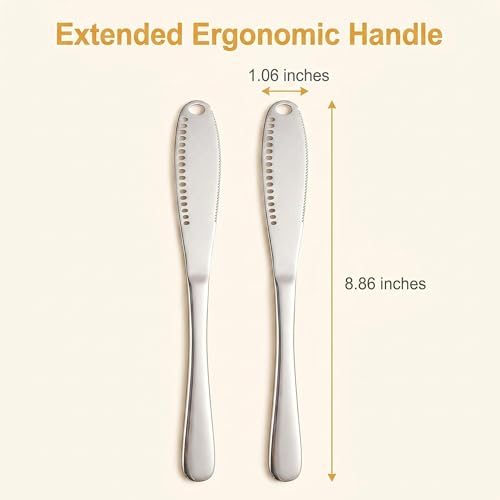 Saiveina 2 Pcs Stainless Steel Butter Knives | 3 in 1 Butter Knife Set, Butter Spreader, Curler and Grater, for Butter, Cheese, Dishwasher Safe, Rust-Resistant, Ergonomic