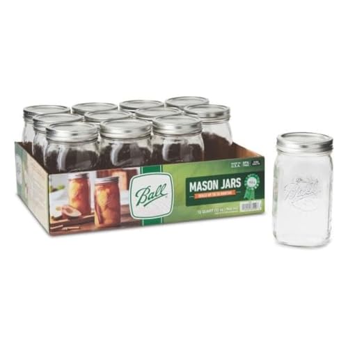 Ball Wide Mouth Clear Glass Canning Quart 32 Oz Mason Jars with Lids, 12 Pack - color: Quart, size: 32 Ounce (Pack of 12)