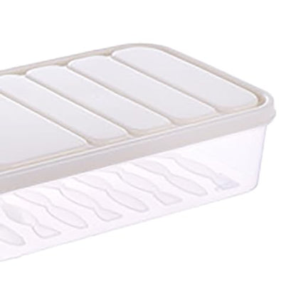 Plastic Airtight Dumpling Storage Box with Lid - Multiuse Cookie & Kimchi Container for Freezer/Refrigerator, Space-Saving White Rectangular Design