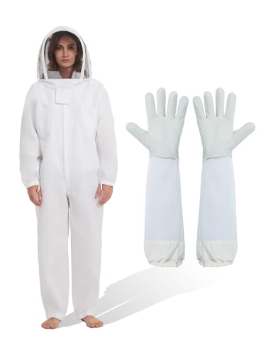 Sting Proof Bee & Beekeeper Suit, Unisex, Veil & Gloves,S | Sting Proof Beekeeping Gear for Men & Women, Beginner to Pro, Backyard Apiary, Halloween Bee Costume - size: S